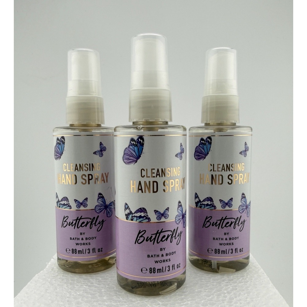 Bath & Body Works Set of 3 Butterfly Scent Anti-Bacterial Hand Spray 3 Fl Oz.